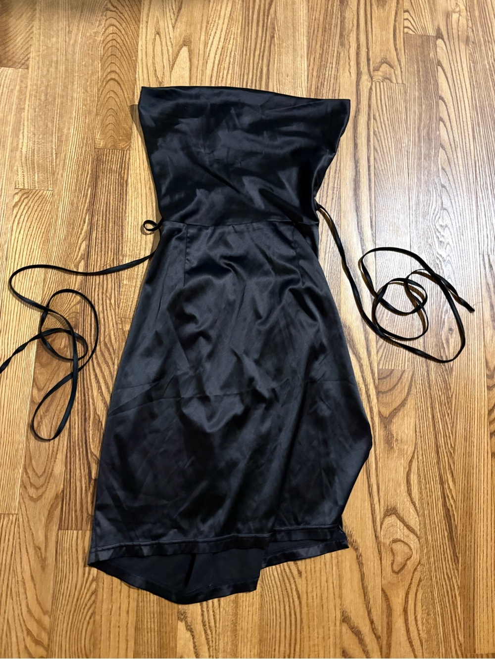 Women's Black Satin dress with cross back sexy